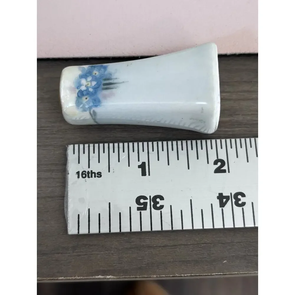 Vintage Porcelain Hand Painted Salt And Pepper Shakers Japan Blue Floral Tiny